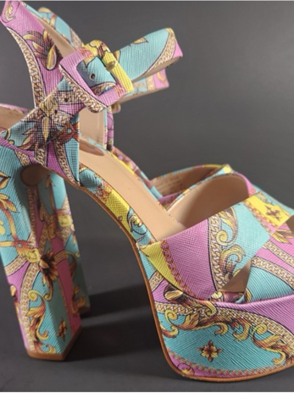 ALDO Multi-Color Patterned Platform High Heel Sandals - Picture 4 of 5